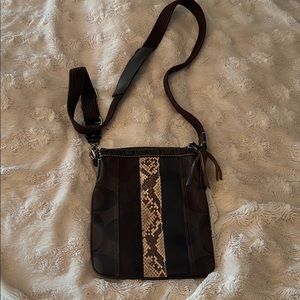 Coach Crossbody Dark brown snakeskin strip